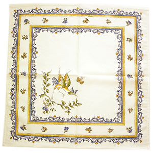 Provence print fabric tea towel (Moustiers. white x blue)